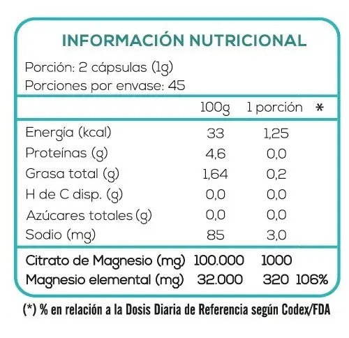 Extremo Sur- Magnesio Citrato 500 Miligramos 90 Cápsulas