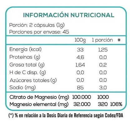 Extremo Sur- Magnesio Citrato 500 Miligramos 90 Cápsulas