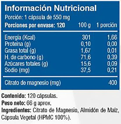 2heal - Citrato Magnesio 500mg, Micropulverizado 120caps