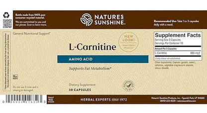 Nature´s Sunshine - L-carnitina. 30 Cáps (energía Celular)