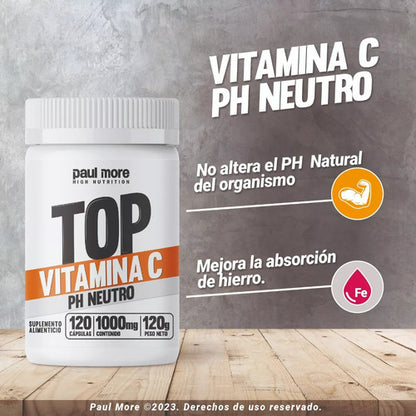 Paul More- Vitamina C PH Neutro - 1000mg 120 Cápsulas