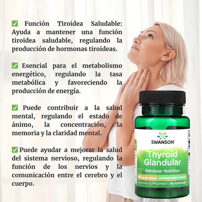 Swanson Tiroides Glandular 200 Mg 60 Capsulas Sabor Sin Sabor