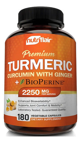 Turmeric Curcumin Ginger 2250mg (180 Cápsulas) Sin Sabor
