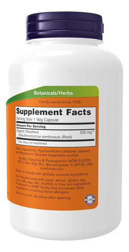 Now - Eleuthero 500 Mg, Hierba Adaptogénica 250 Caps
