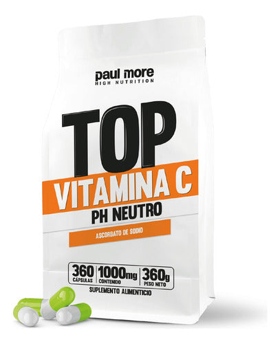 Paul More- Vitamina C1000 mg  PH Neutro  360 Cápsulas