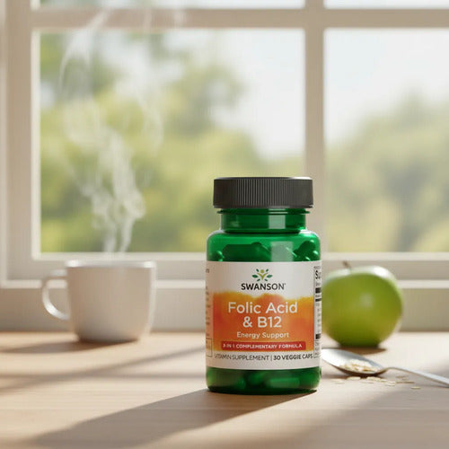 Swanson- Ácido Fólico Y Vitamina B12 30capsulas Sin Sabor