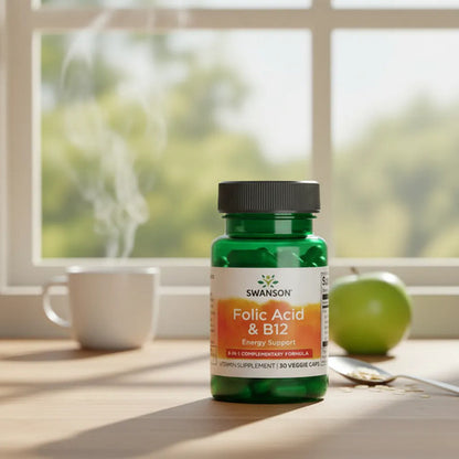 Swanson- Ácido Fólico Y Vitamina B12 30capsulas Sin Sabor