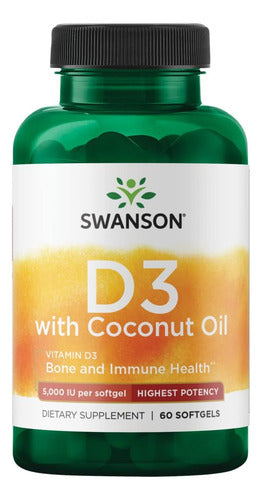 Swanson- D3 5000UI  Con Aceite De Coco  60 Capsulas