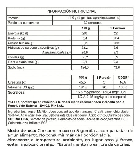 Foodtech - Creatina Gomitas 150 Gummies - Sabor Blueberry