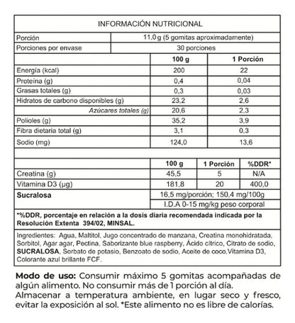 Foodtech - Creatina Gomitas 150 Gummies - Sabor Blueberry