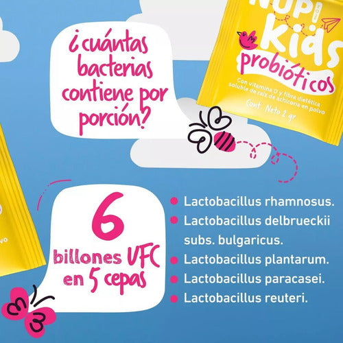 Nup! Kids- Probióticos + Vitamina  D + Prebióticos 30 Sachets