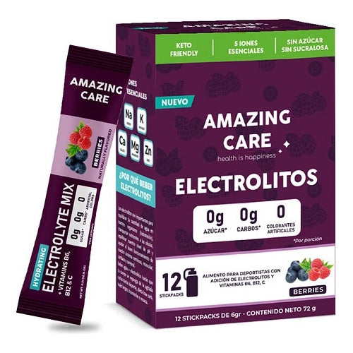 Amazing Care - Electrolitos Berries 12 Stickpacks