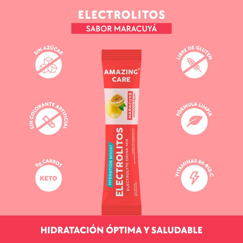  Amazing Care - 12x Electrolitos Sticks Bebida Hidratante  Maracuyá
