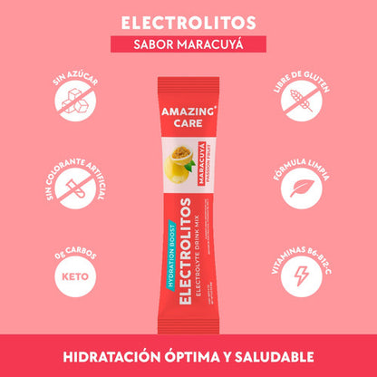  Amazing Care - 12x Electrolitos Sticks Bebida Hidratante  Maracuyá