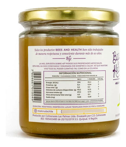 Bees & Health- Miel Cruda & Sin Filtrar De Bosques Y Praderas Multiflora 500 Gramos