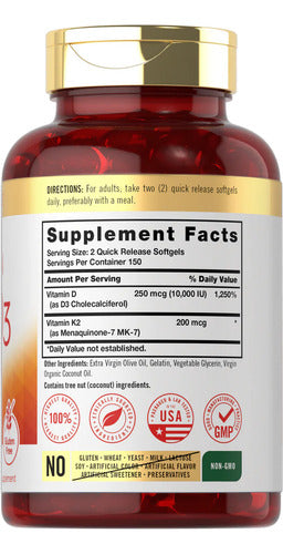 Carlyle Vitamina K2+d3 300 Softgels 10.000ui X 2 Capsulas