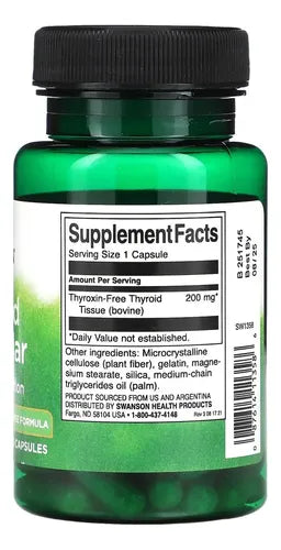 Swanson Tiroides Glandular 200 Mg 60 Capsulas Sabor Sin Sabor
