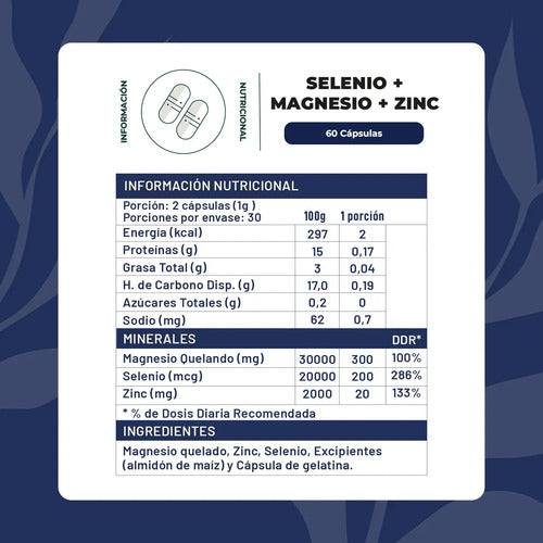 Karun Life- Selenio + Magnesio + Zinc  60 Capsulas 