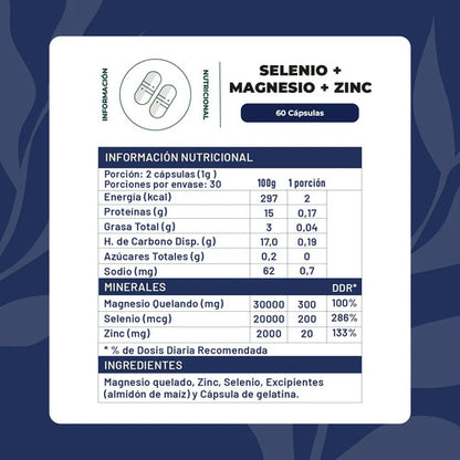Karun Life- Selenio + Magnesio + Zinc  60 Capsulas 