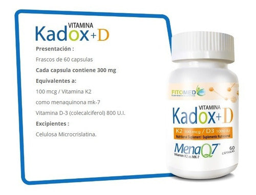 Fitomed - Vitamina Kadox + D3 800 Ui (k2+d3) 60 capsulas 