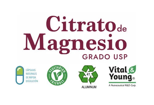 Citrato De Magnesio Grado Usp 1200 Mg Vital & Young Sin Sabor