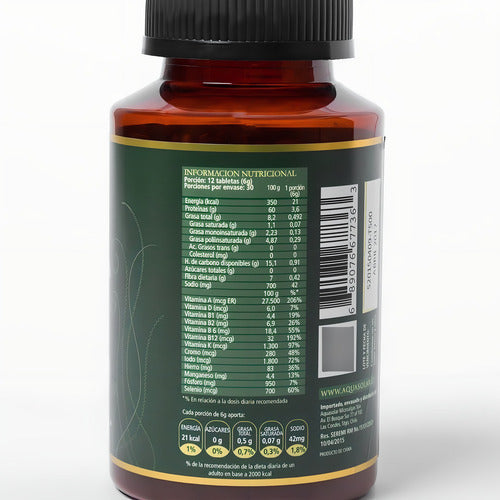 Aquasolar Spirulina Sports 360 Tabletas 100 % Organicas
