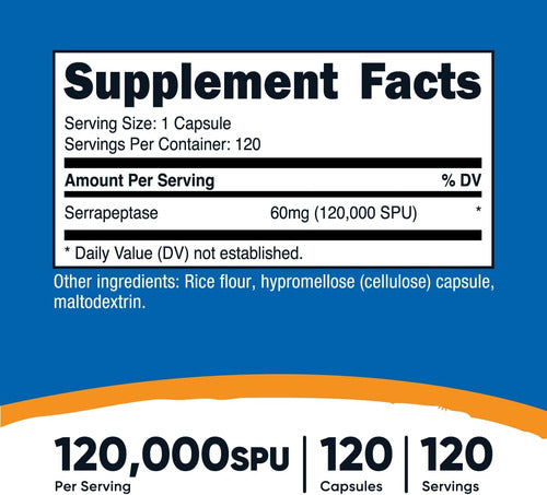 Nutricost Serrapeptasa 120,000 Spu 120 Cáps