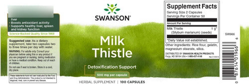 Swanson- Milk Thistle vcardo mariano  (full Spectrum) 500mg 100 Capsulas