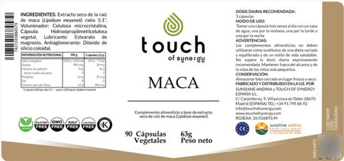 Touch Of Synergy- Maca 900mg 90 Capsulas