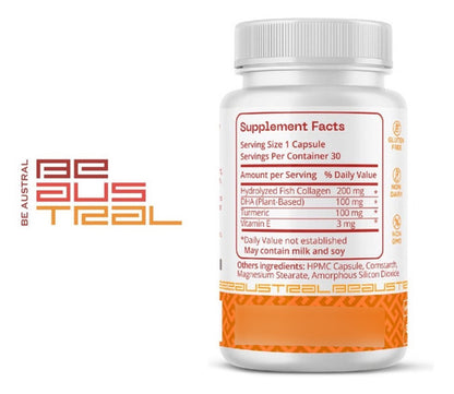 Be Austral - Collagen Marino + Dha + Cúrcuma 400 Mg 30 Caps