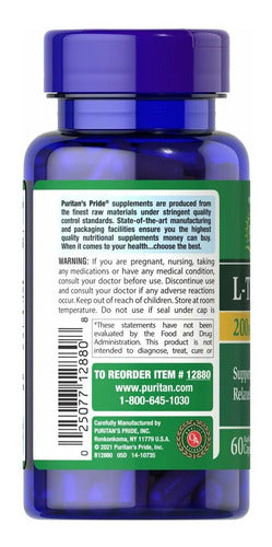 Puritan's Pride - L-teanina 200mg 60 Cápsulas 