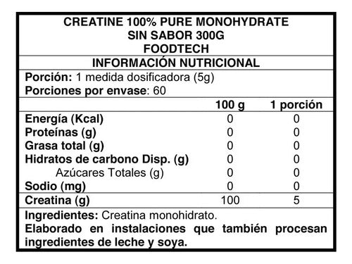 Foodtech - Creatina 100% Pura Monohidratada 300grs