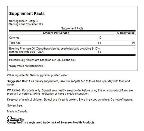 Swanson- Evening Primrose Oil (menopause Support) 500mg 250softgels