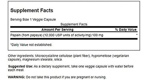 Swanson- Papaya Papaina Enzima Digestiva 100mg 90 Capsulas