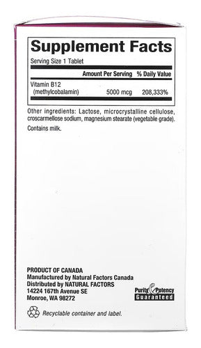 Natural Factors - B12 Methylcobalamin 5000mcg , 60tabl.