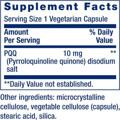 Pqq Pirroloquinolina Quinona 60 Cápsulas Energía Celular Mitocondrias Natural Life Extension