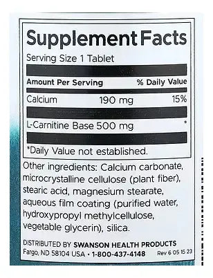 Swanson - L-carnitina 500mg 100 Capsulas N/a
