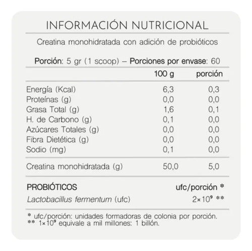  Nup!- Creatina Monohidratada + probioticos 300gramos 