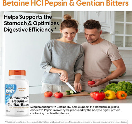 Doctor Best - Betaina Hcl Pepsin Gestian Bitters 120cápsulas