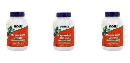 Magnesio Citrate Now 120 Capsulas - Sistema Nervioso X 3 Un.