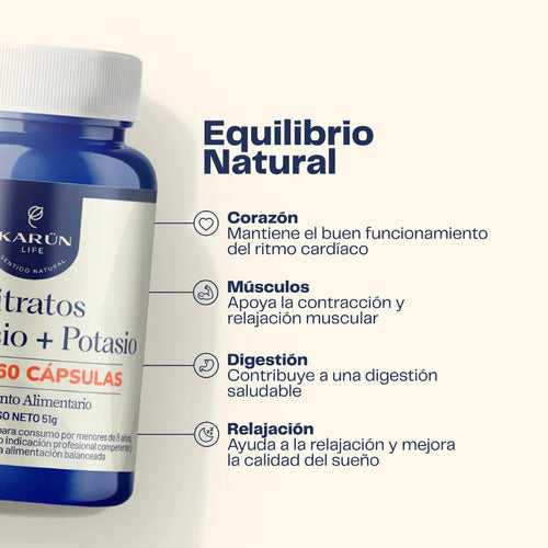  Karun Life- Citrato De Magnesio Y Potasio 60 Cápsulas