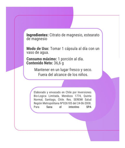 Sana El Intestino- Citrato De Magnesio  60cáps