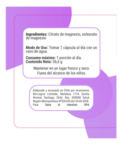 Sana El Intestino- Citrato De Magnesio  60cáps