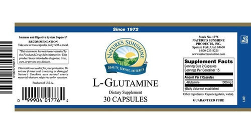 Nature´s Sunshine - L-glutamina 500 Mg 30 Cápsulas