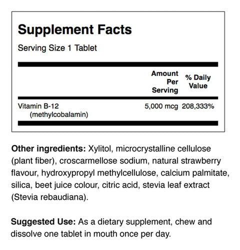 Swanson- B12 Sublingual Methylcobalamina 5.000mcg 60capsulas