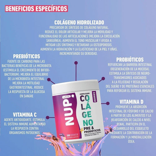 Nup!- Colágeno Hidrolizado + pre & Probióticos- 300 Gramos