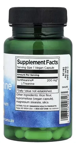 Swanson - Suntheanine L-teanina 200mg 60 Cápsulas Sin Sabor