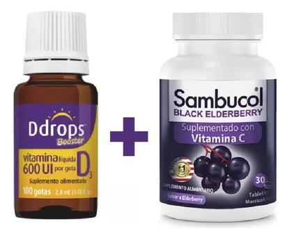 Pack Defensas  Ddrops 600 + Sambucol Masticable 30 Unidades