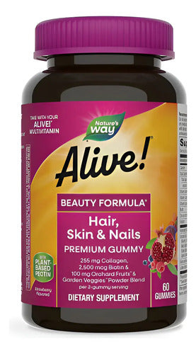 Natures Way - Cabello, Piel Y Uñas Gomitas Premium 60 Caps Fresa