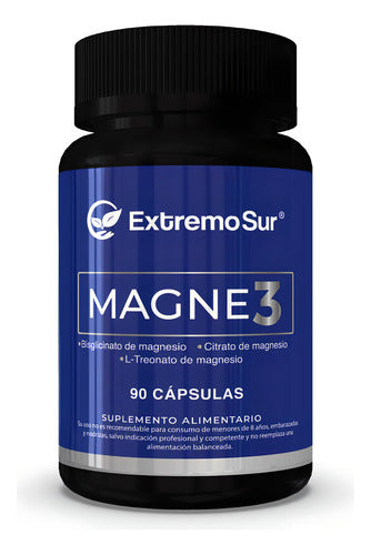 Magne3, Magnesio Bisglicinato, L-treonato, Citrato X 90 Caps Sabor Neutro